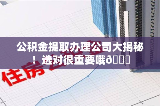 新建公积金提取办理公司大揭秘！选对很重要哦😎