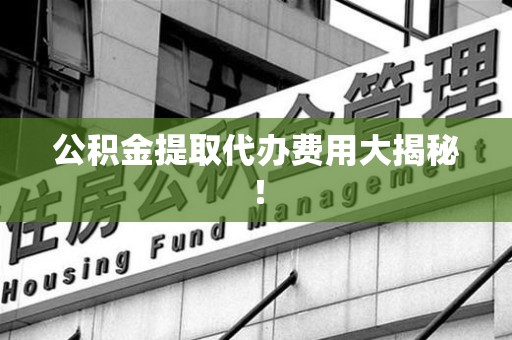 新建公积金提取代办费用大揭秘! 新建公积金提取代办费用大揭秘!
